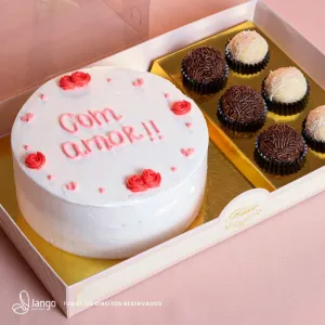 Bento Cake and 6 Brigadeiros Packaging with Laminated Base and Clear Acetate Lid (10 pack)