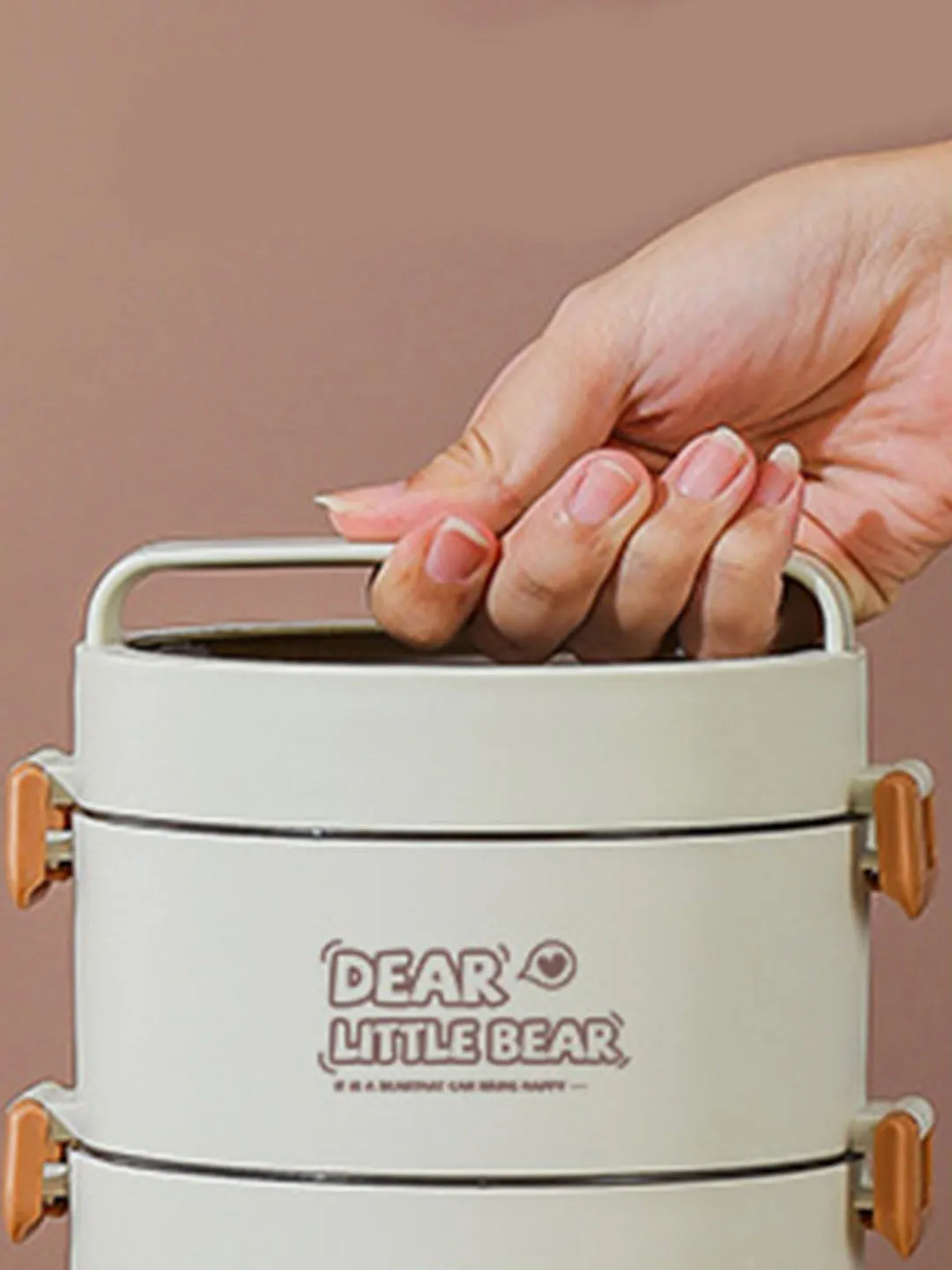Little Surprise Box Cream Vertical dual Layered Stainless Steel Lunch Box with insulated Cover