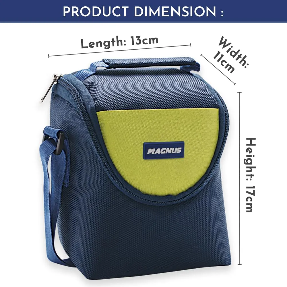 Magnus Aura 2-Piece Stainless Steel Lunch Box Set with Tiffin Bags, Utensils & Pouch | Airtight, Leakproof Containers | Lunch Box for Kids, Lunch Boxes for Office Men, Women, School | BPA-Free